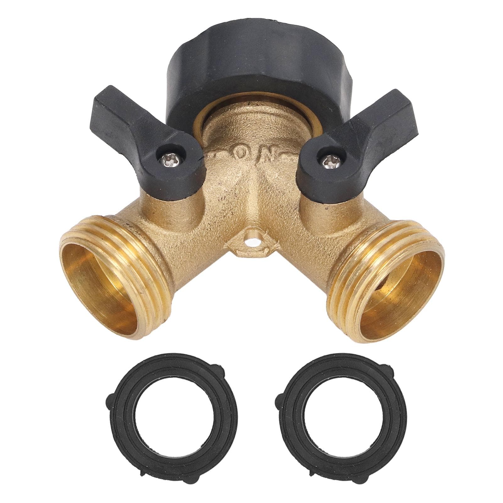 2 Way Ball Valve Durable Brass Plastic Valve Switch 3/4in Thread Brass Hose Splitter for Garden