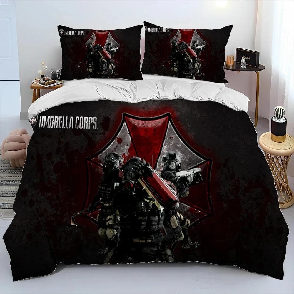 3D R-Resident Evil Games Gamer Comforter Bedding Set,Duvet Cover Bed Set Quilt Cover Pillowcase,king Queen Size Bedding Set Boys 260x220cm 3pcs