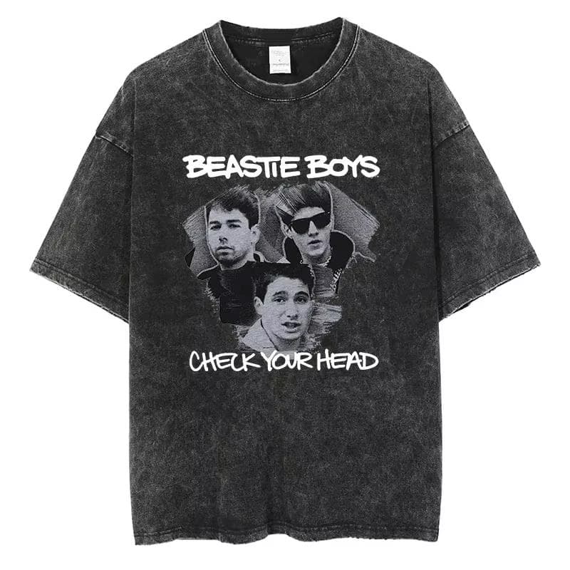 Vintage Camiseta Men's Women Beastie Boys Washed T-Shirt American Group Harajuku Short Sleeve Tee Streetwear Top 3XL
