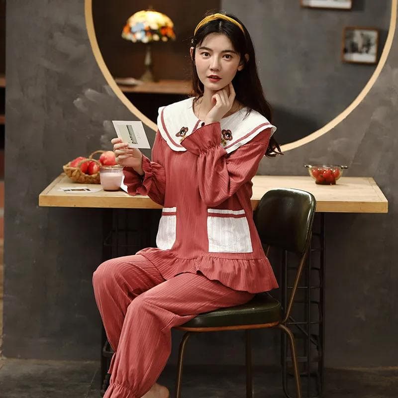 Pure Cotton Long Sleeved Set, Loose Fitting, Suitable for Students To Wear Outside. Large Size Autumn Winter Cotton Home Clothes XXL
