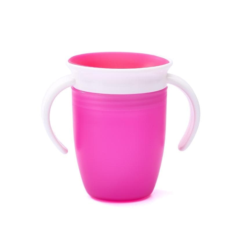 1PC 360 Baby Cups Can Be Rotated Magic Cup Baby Learning Drinking Cup LeakProof Child Water Cup Bottle 240ML Copos pink