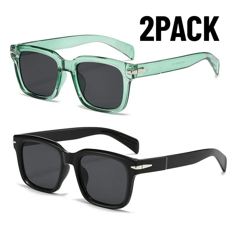 1/2PACK Retro Square Sunglasses UV400 Fashion Brand Designer Gradient Women Rivets Glasses Outdoor Travel Shades