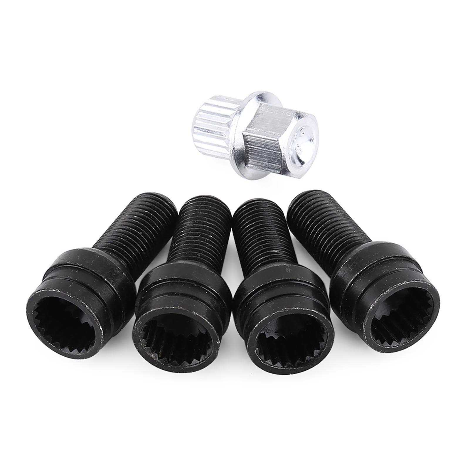 4+1 M14*1.5MM Black Steel Wheel Bolt & Lock Lug Nut Set With Key