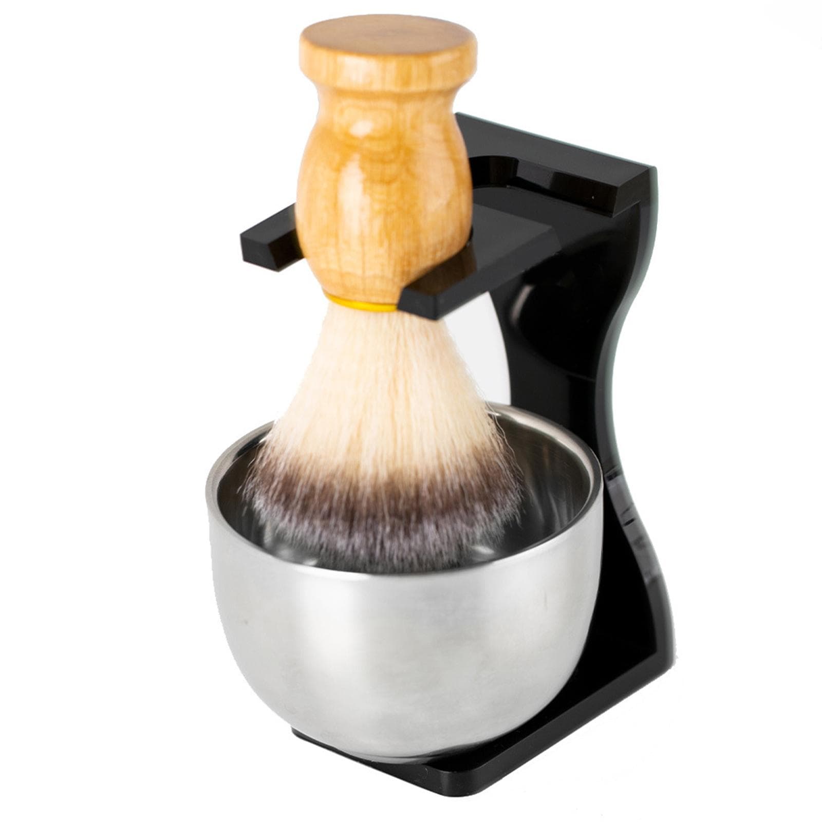 Shaving Brush Stand & Bowl Set Metal Shaving Brush Holder Soap Bowl Mug Plastic for Men Beard black