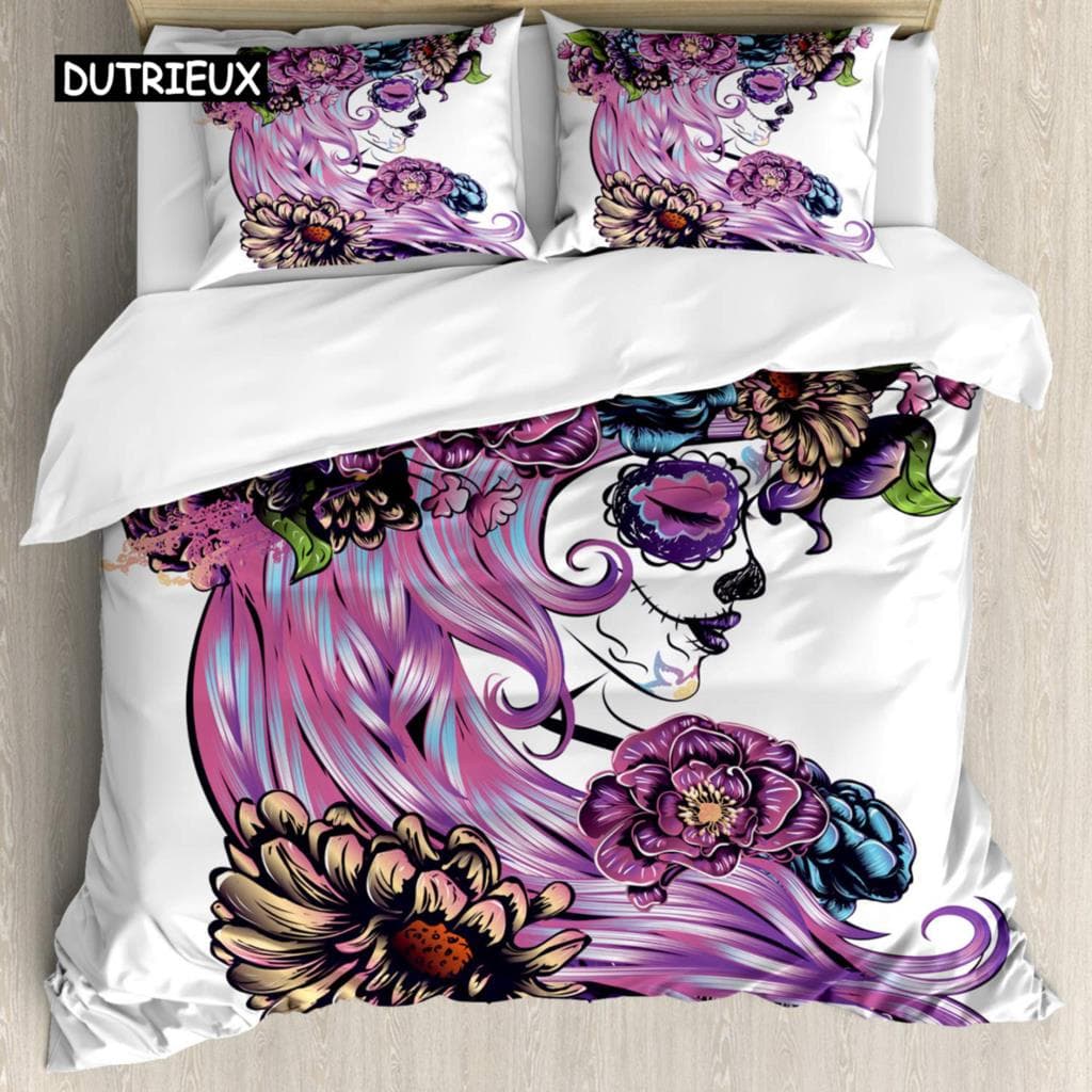 Gothic Duvet Cover Classical Bridal Composition Vintage Spring Motifs Victorian Wedding Polyester Qulit Cover Double Queen King EU single(135x200cm)