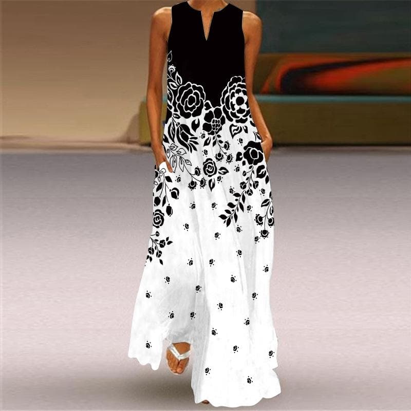 GMXIA Women's Fashion Summer Spring Sleeveless V-Neck Casual Dresses XL