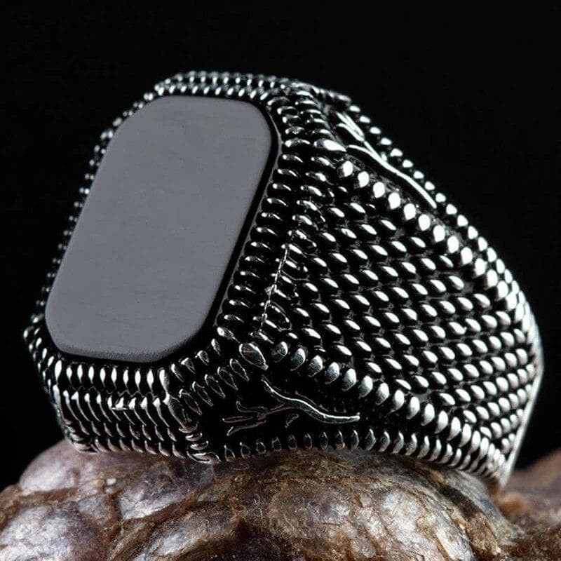 Retro Handmade Turkish Signet Rings For Men Ancient Silver Color Carved Scorpion Animal Rings Yellow Zircon Inlay Muslim Rings 7