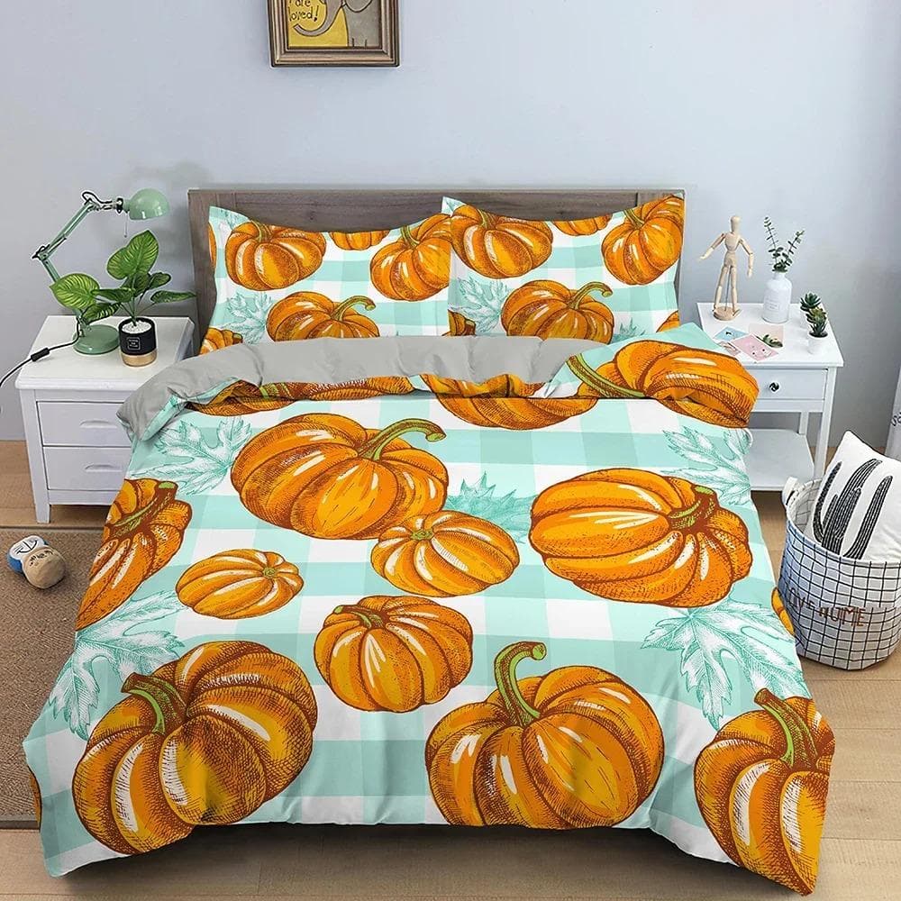 Pumpkin Bedding Set Halloween Decor Duvet Cover Set Bed Set Duvet Cover with 2 Pillowcase Comforter Bedding Sets Twin Queen 70x133cm 2pcs