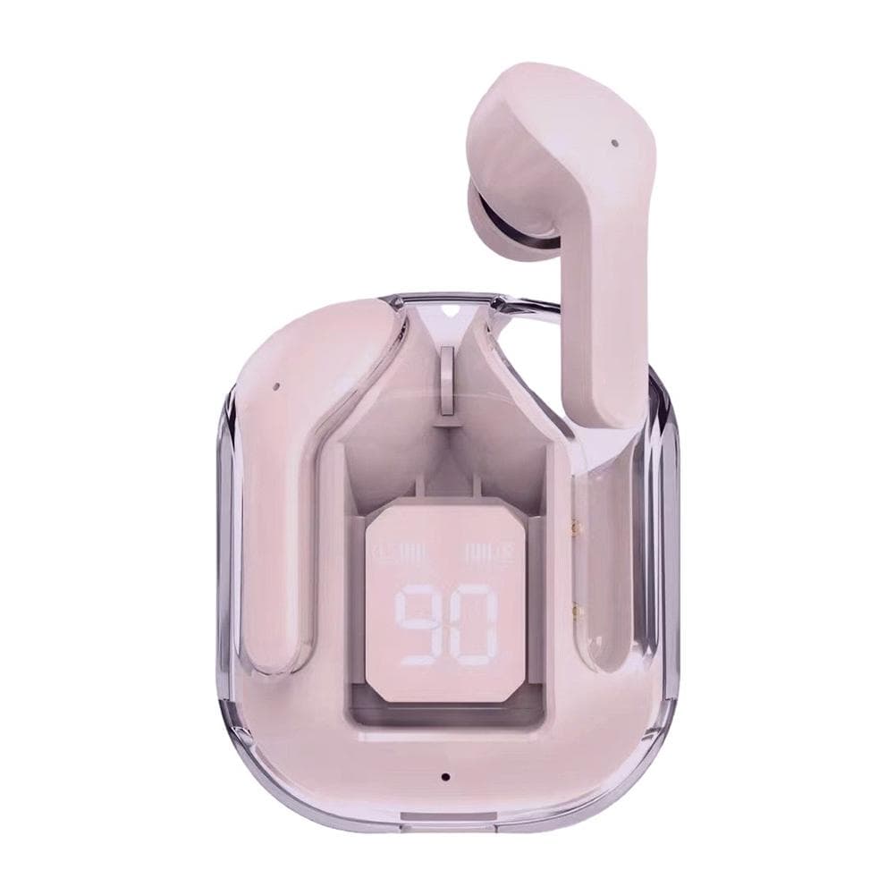 BT30 ENC Noise Canceling Wireless Bluetooth 5.3 Earbuds HiFi Stereo Headphones Digital Display Transparent Charging Case TWS Sports Music Earphones pink