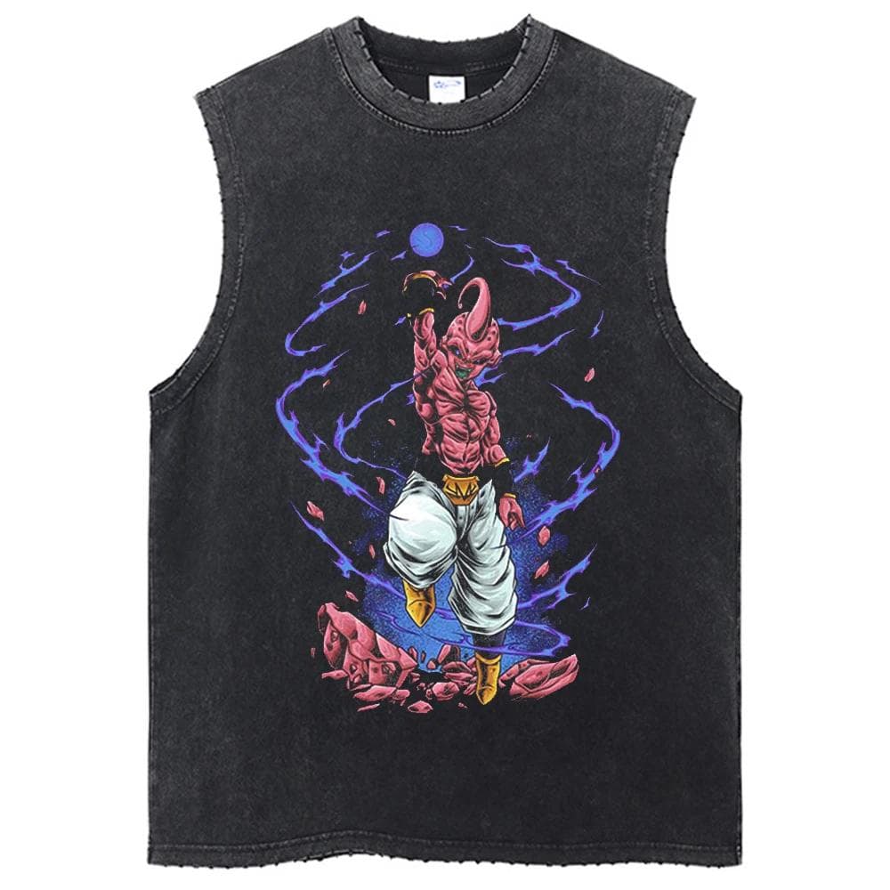 Dragon Ball Z T-shirts Harajuku Hip Hop Fashion Vintage Washed Anime Man Tops Tees Retro Manga Oversize Sleeveless Vest S