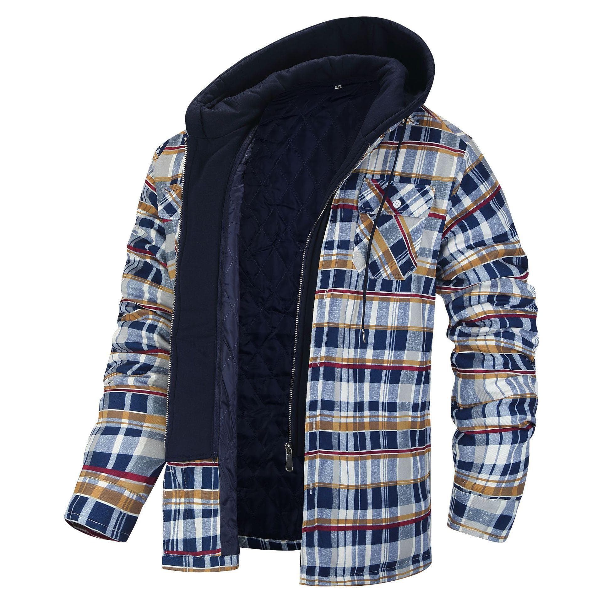 Plaid Fake Two Piece European and American Men's Jacket S