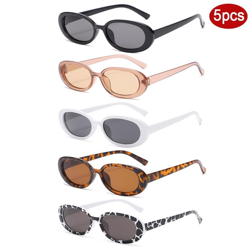 5pcs Fashion Female Oval Sunglasses Jelly Color Frame UV400 Protective Glasses Women Outdoor Eyewear