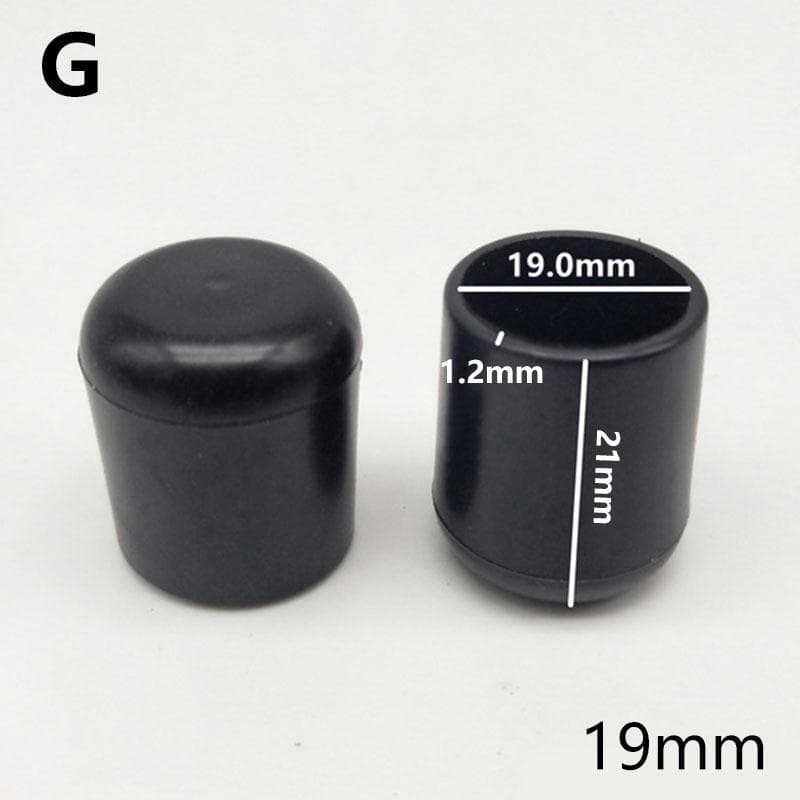 10Pcs Furniture Feet Floor Protectors Non-Slip Round Tube Caps Black Chair Leg Cover Cover 19mm