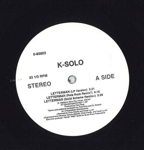 12inch Record K-SOLO - Letterman 085803 Atlantic 1992 US Rap & Hip-Hop/R&B Used