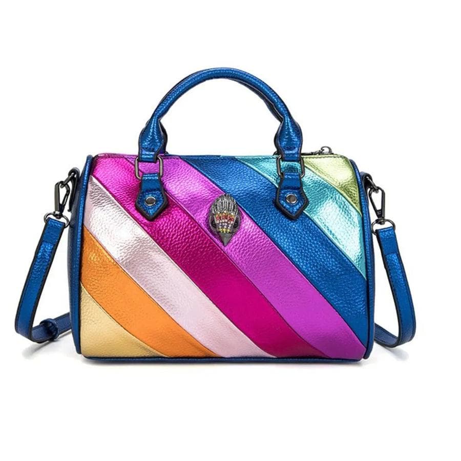 Women's Boston Handbag - Rainbow Contrast Stitching Shoulder & Messenger Bag