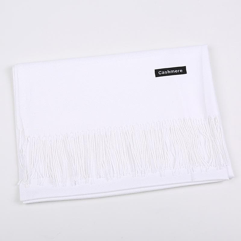 Solid Color Cashmere Scarf Women'S Autumn And Winter Explosion 220G Classic Light Board Monochrome Tassel Versatile Warm Shawl Gift 68x200cm
