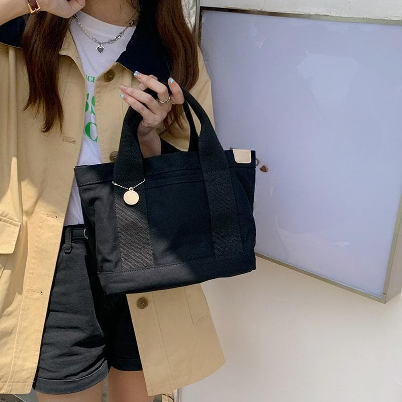 High-end Hand-held Canvas Bag, Ladies' Bento Bag, Handbag, Multi-layer Casual Bag black