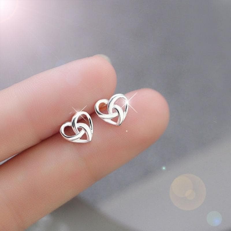 Interwoven Love Heart Shape Ear Studs Heart Studs Earrings Minimalist Jewelry For Women