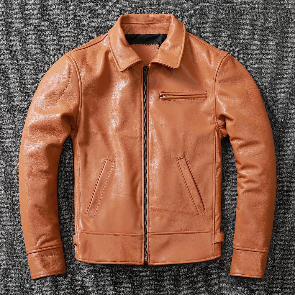 Youth Trend Genuine Cowhide Leather Jacket Men's First Layer Pure Cowhide Short Tuxedo Leather Jacket Slim Jacket 5XL