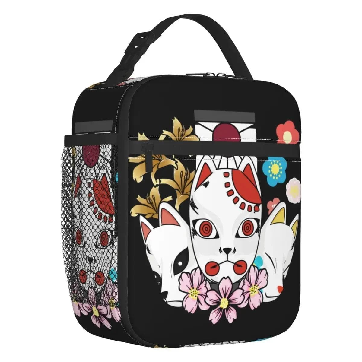 Kitsune No Yaiba Thermal Insulated Lunch Bag Women Manga Demon Slayer Resuable Lunch Tote for School Multifunction Food Box 26x21x11CM beige