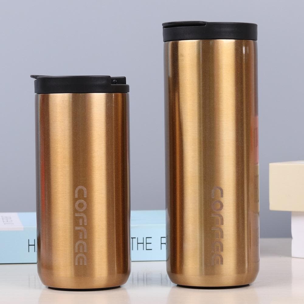 350ml/500ml 304 Stainless Steel Milk Tea Coffee Mug Leak-Proof Thermos Mug Travel Thermal Cup Thermosmug Water Bottle For Gifts 400ML gold