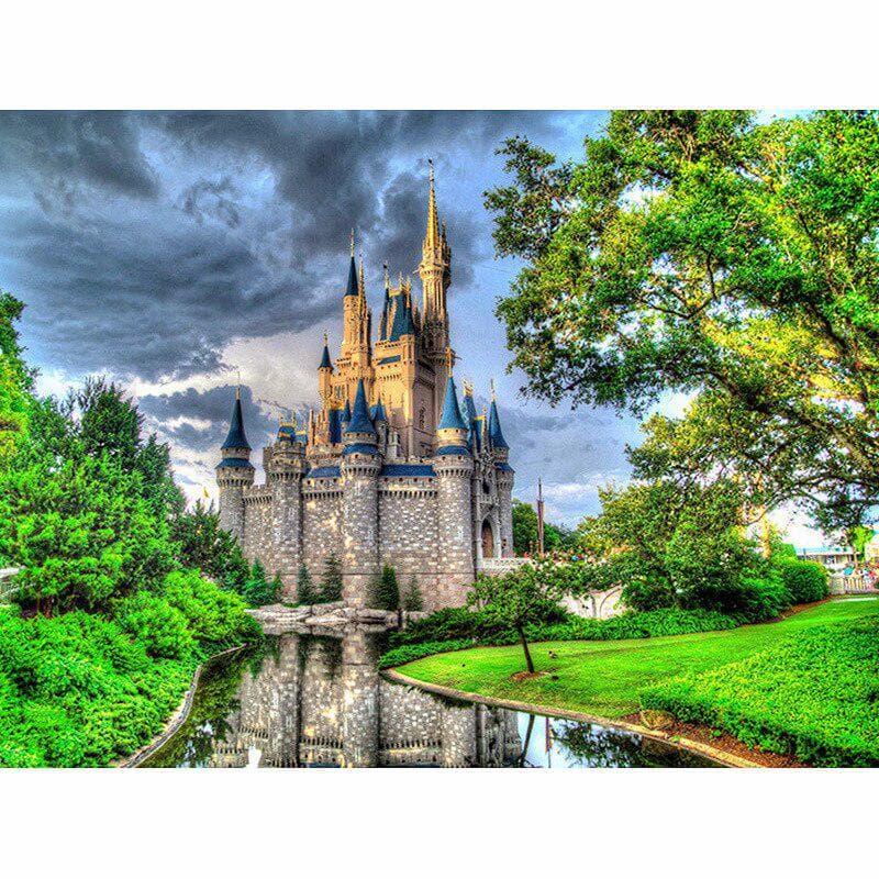 Diamond Embroidery Castle Scenery Full Round Diamond Painting Landscape Cross Stitch Full Needlework 20X30CM