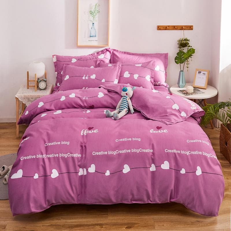 Romantic Pink Duvet Cover Twin King Luxury Botanical Leaves Bedding Set Microfiber Reversible Comforter Cover with 2 Pillowcase Single 150x200cm