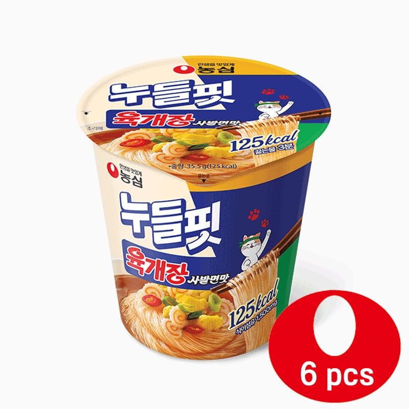 Nongshim Low Calorie With 1,500mg Dietary Fiber Noodle Cup 6 Flavors (12 Options) Yukgaejang flavor x 6PCS