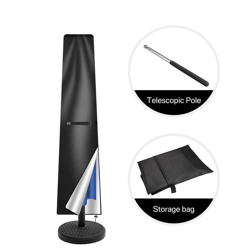 Straight Parasol Cover Waterproof Parasol Protective Cover with Telescopic Pole Zipper UV-Anti Windproof Garden Umbrella Cover 170cm black