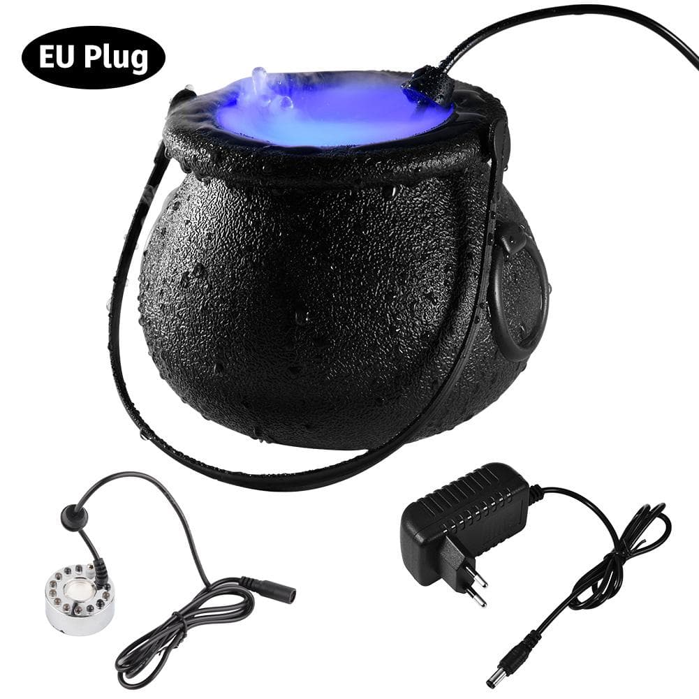 12 LED Halloween Witch Bucket Halloween Cauldron with Mist Maker