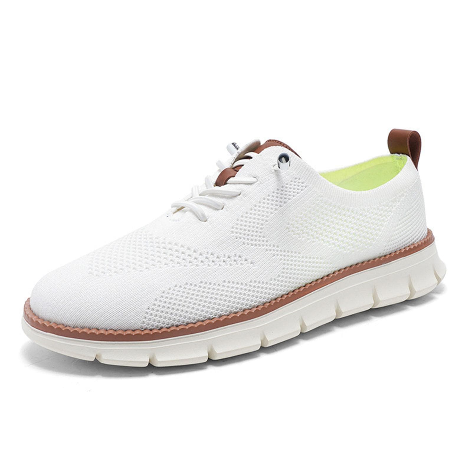 Mens Wearbreeze Shoes Walking Ultra Comfortable Breeze Shoes For Men Non Slip Mesh Breathable hole Dress Sneakers Business Shoes 43 white