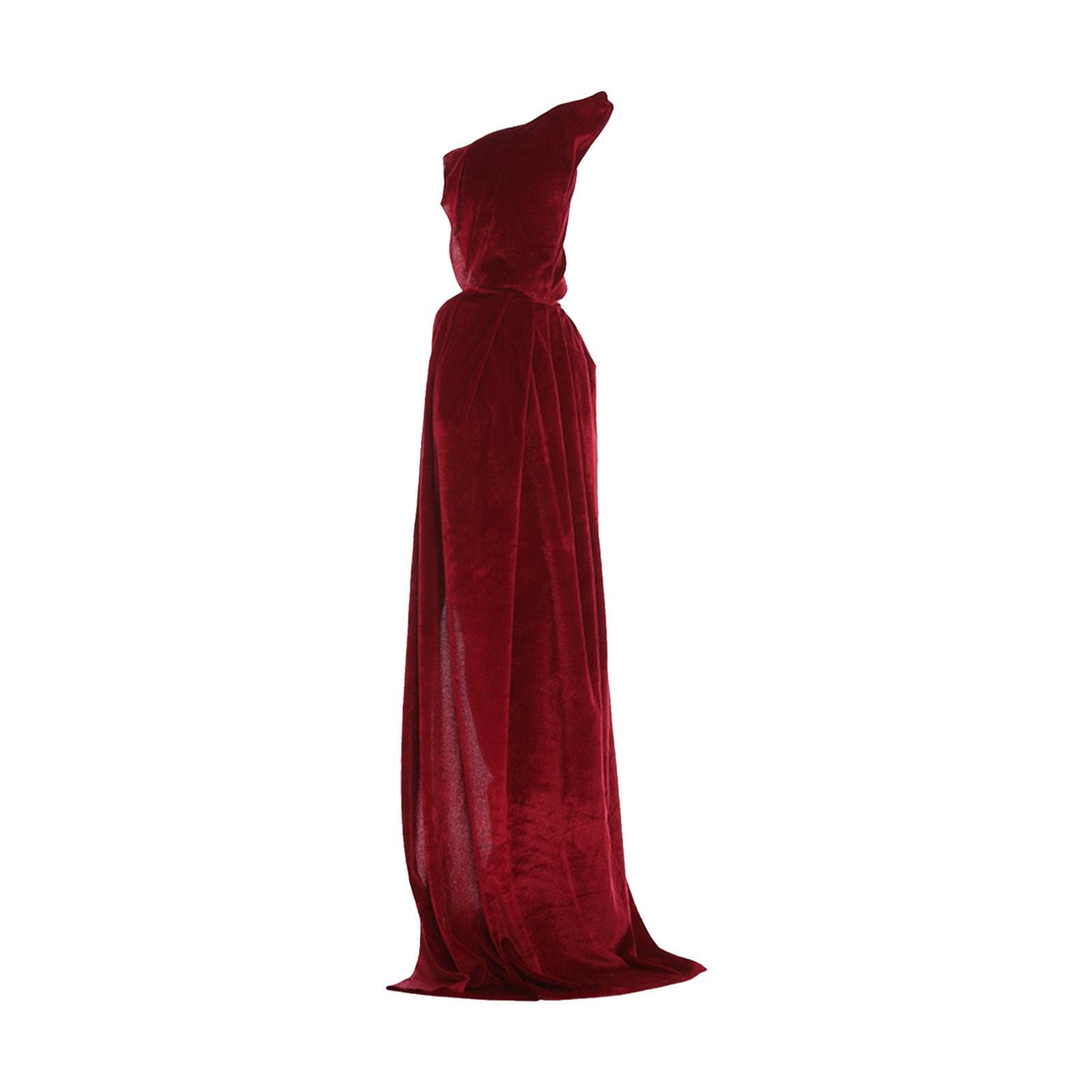 Halloween Hooded Cloak Velvet Cape Unisex Kids Children Long Cloak Fancy Dress Role Cosplay S wine red