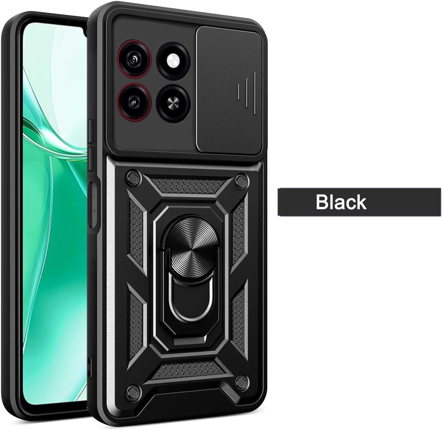 Military Armor Case For ZTE Blade A35 A55 Cover Lens Protection With Ring Magnetic Holder Coque Fundas ZTE Blade A35 black