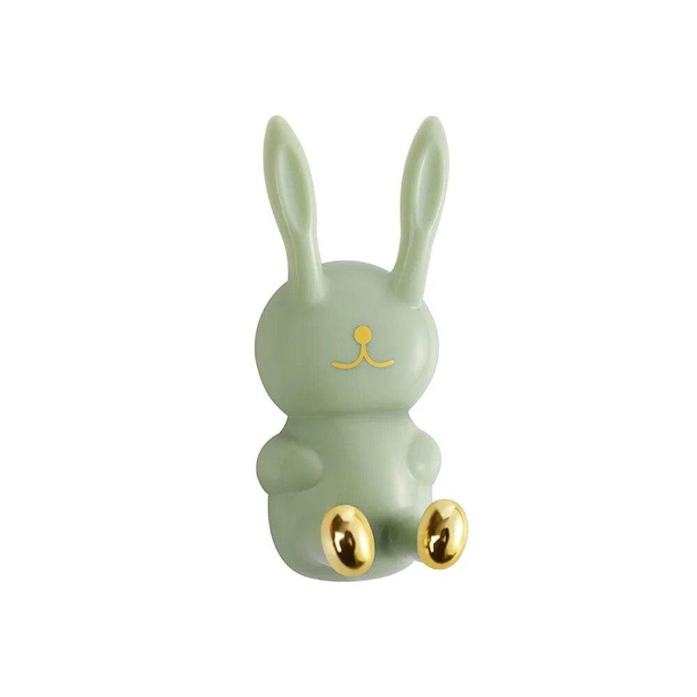 Cartoon Bunny Shape Toothbrush Holder Creative Wall-Mounted Traceless Hook Multi-functional Organizer Hook Bathroom Accessories green