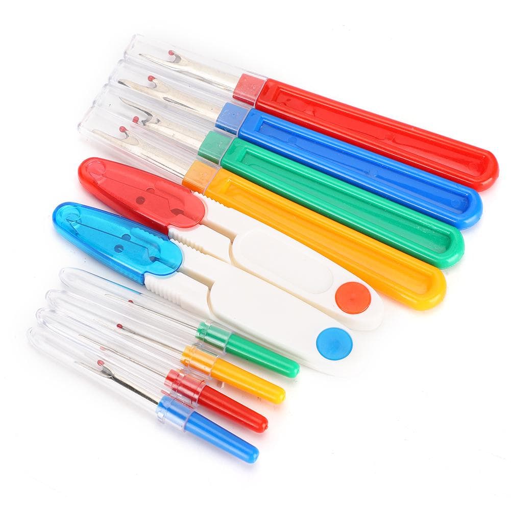 1 Set Colorful Sewing Tools Sewing Scissors Yarn Thread Cutter Seam Rippers with Plastic Handles