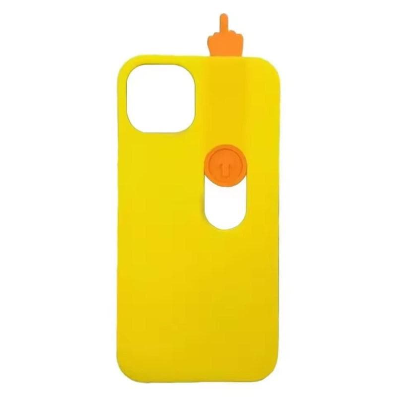 Middle Finger iPhone Series Anti-fall Silicone Case 3D Printed Sliding Phone Case Interesting Middle Finger Phone Case iPhone XS yellow