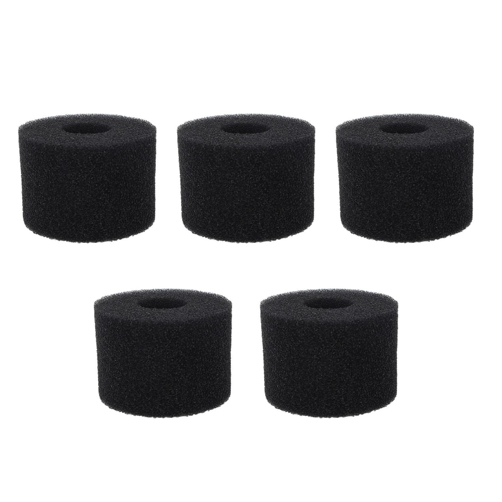 5PCS Pool Filter Sponge PU Sponge Black Reusable Washable Cylindrical Simming Pool Filter Foam for Small