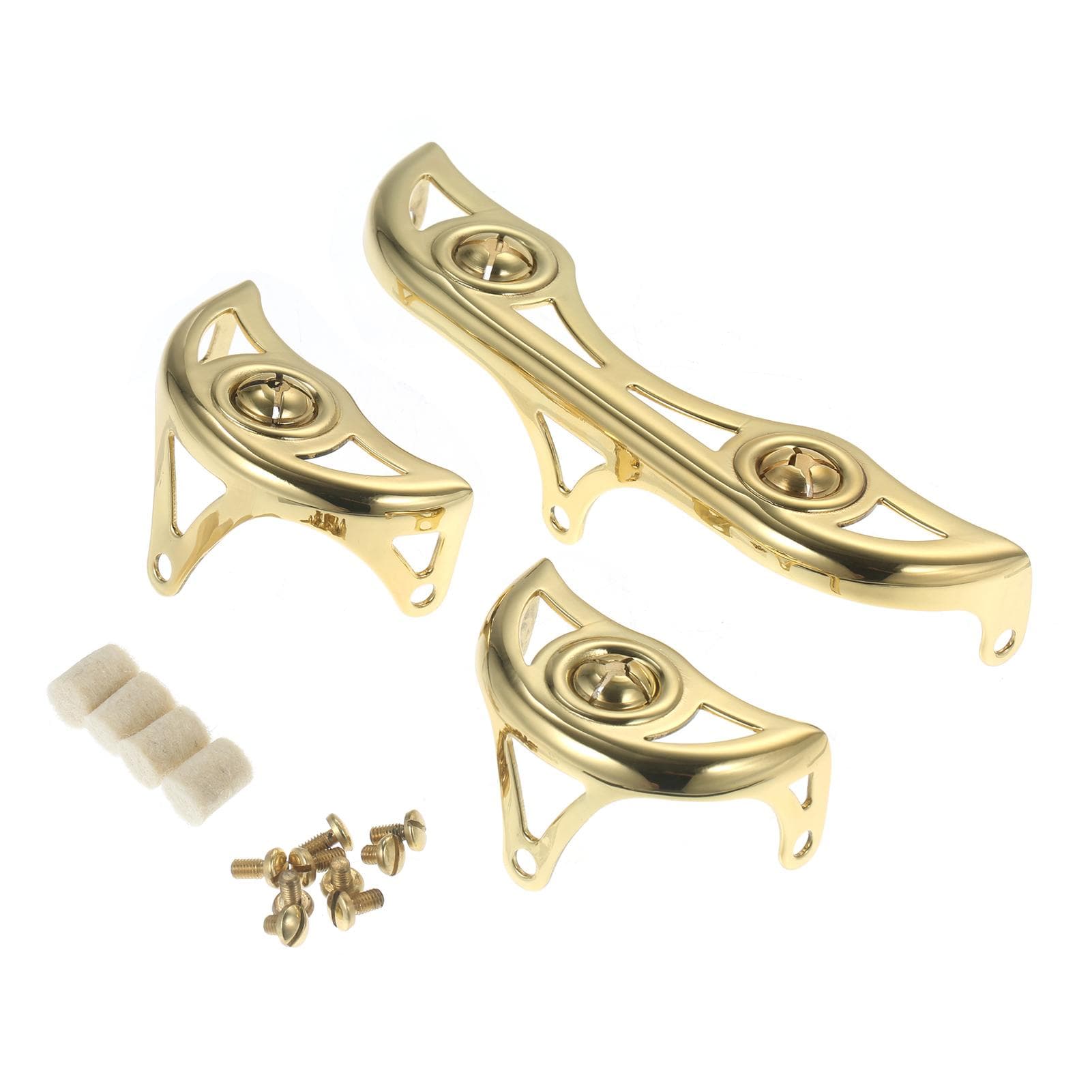 3Pcs/Set Brass Key Guard for Alto Sax Saxophone Repairing Protective Key Guard Kits with Felt gold