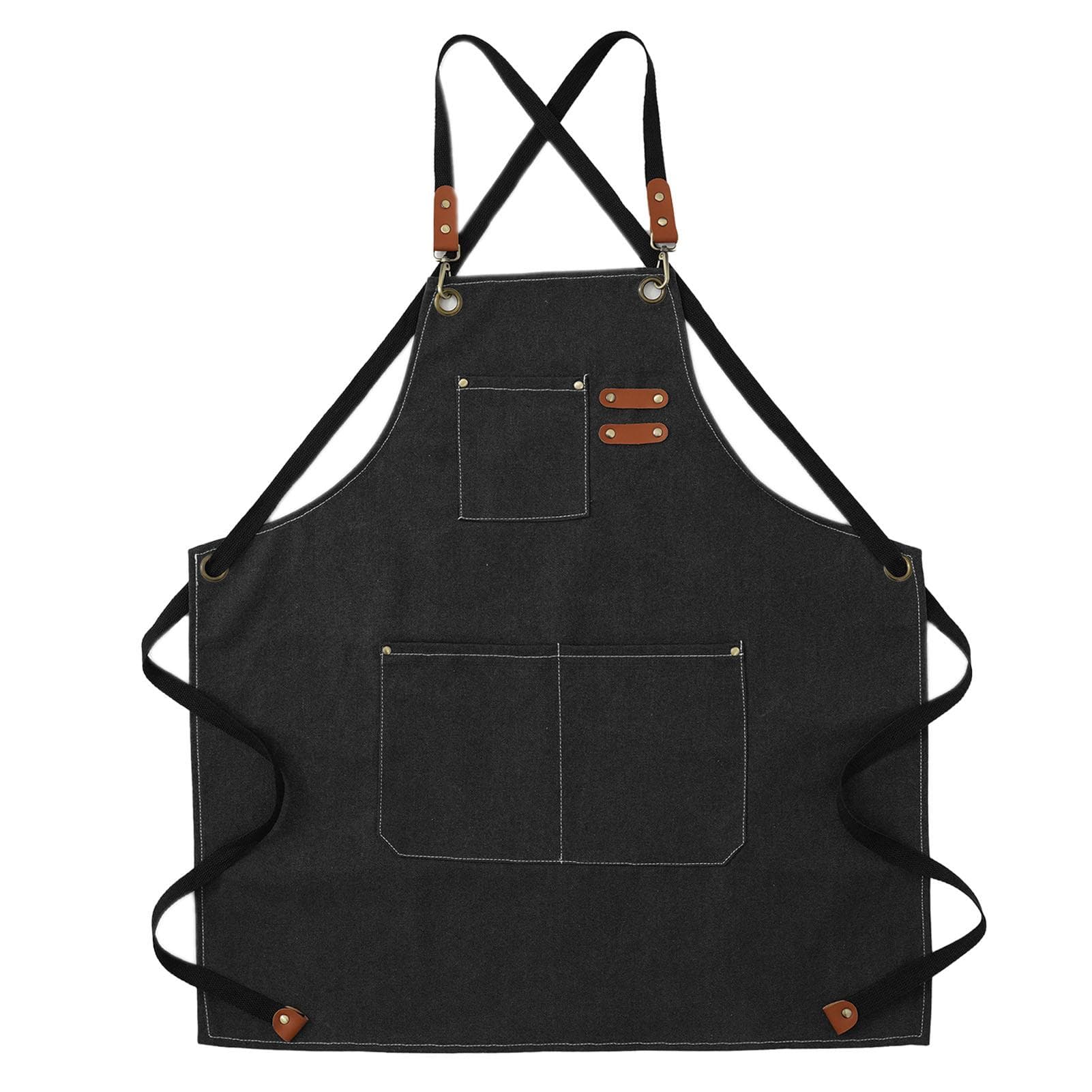 Artist Aprons Cotton Canvas Detachable Shoulder Straps Soft Comfortable Double Stitched Pockets black