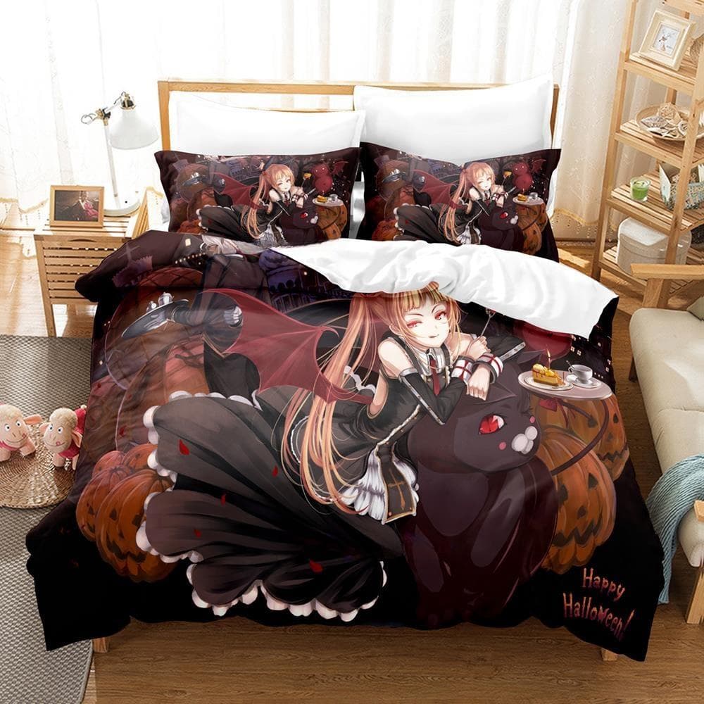New Fashion 3D Printed Anime Game Blazblue Bedding Set Cartoons three-piece set Adult Kid Bedroom Duvet cover Sets Home Textiles EU Twin 135x200cm