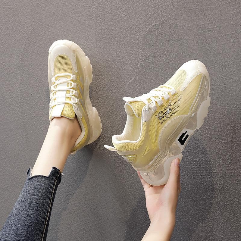 Summer Style Breathable Sports Shoes Thick Bottom Inner Heightened Suction Film Bottom Daddy Shoes Women's Breathable Small Size Women's Shoes 31