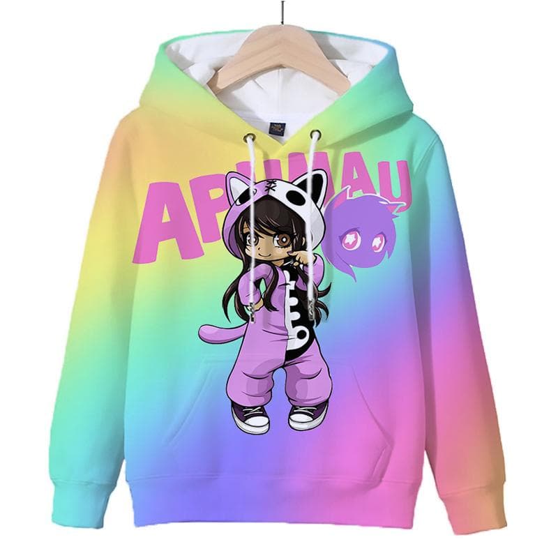 3D Game Aphmau Print Hoodie Kids Hooded Sweatshirts Cartoon Anime Hoodies Spring Fall Children Clothing Harajuku Hooded Pullvers 140CM