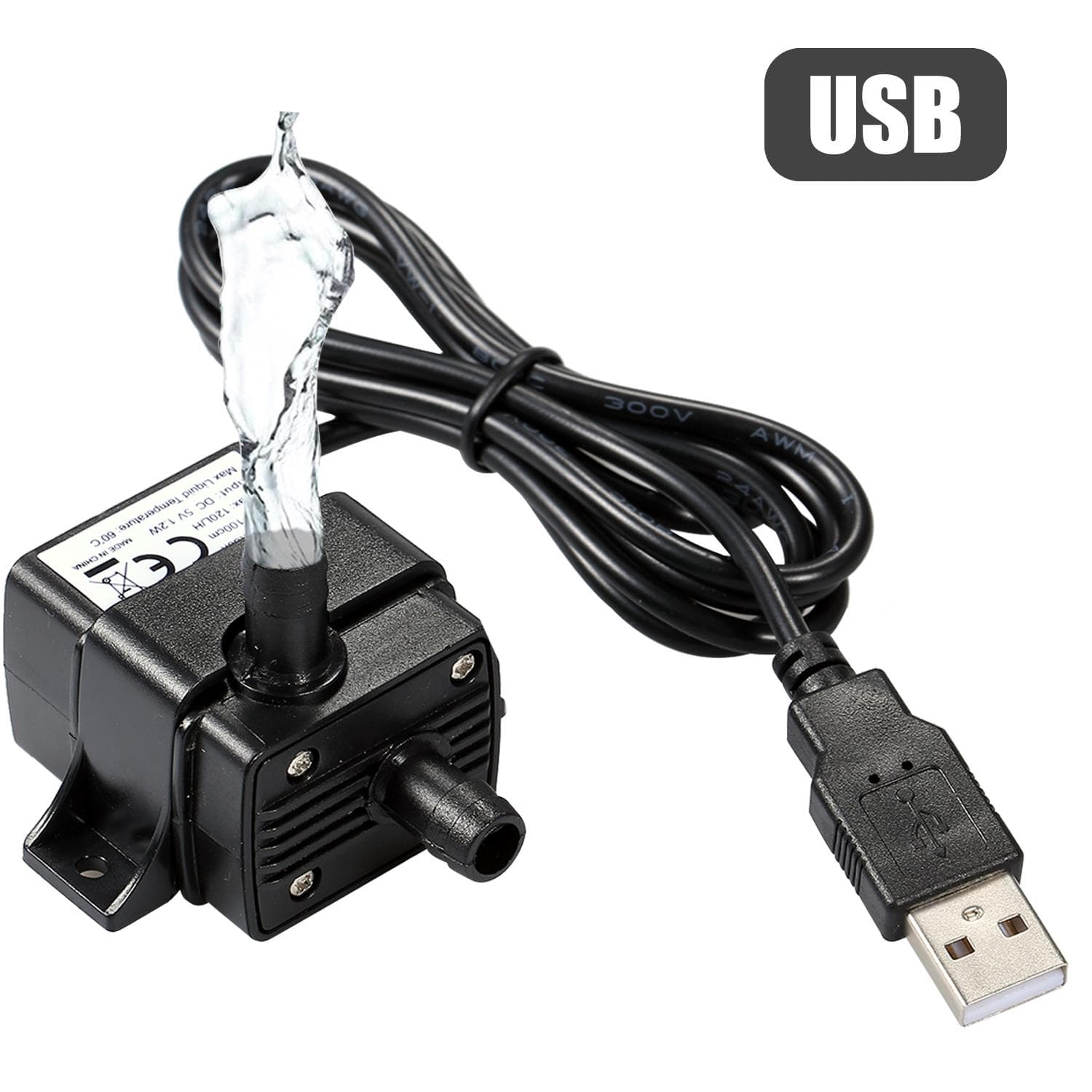 DECDEAL USB Brushless Water Pump Ultra-quiet Mini DC5V Micro Brushless Water Oil Pump Waterproof black