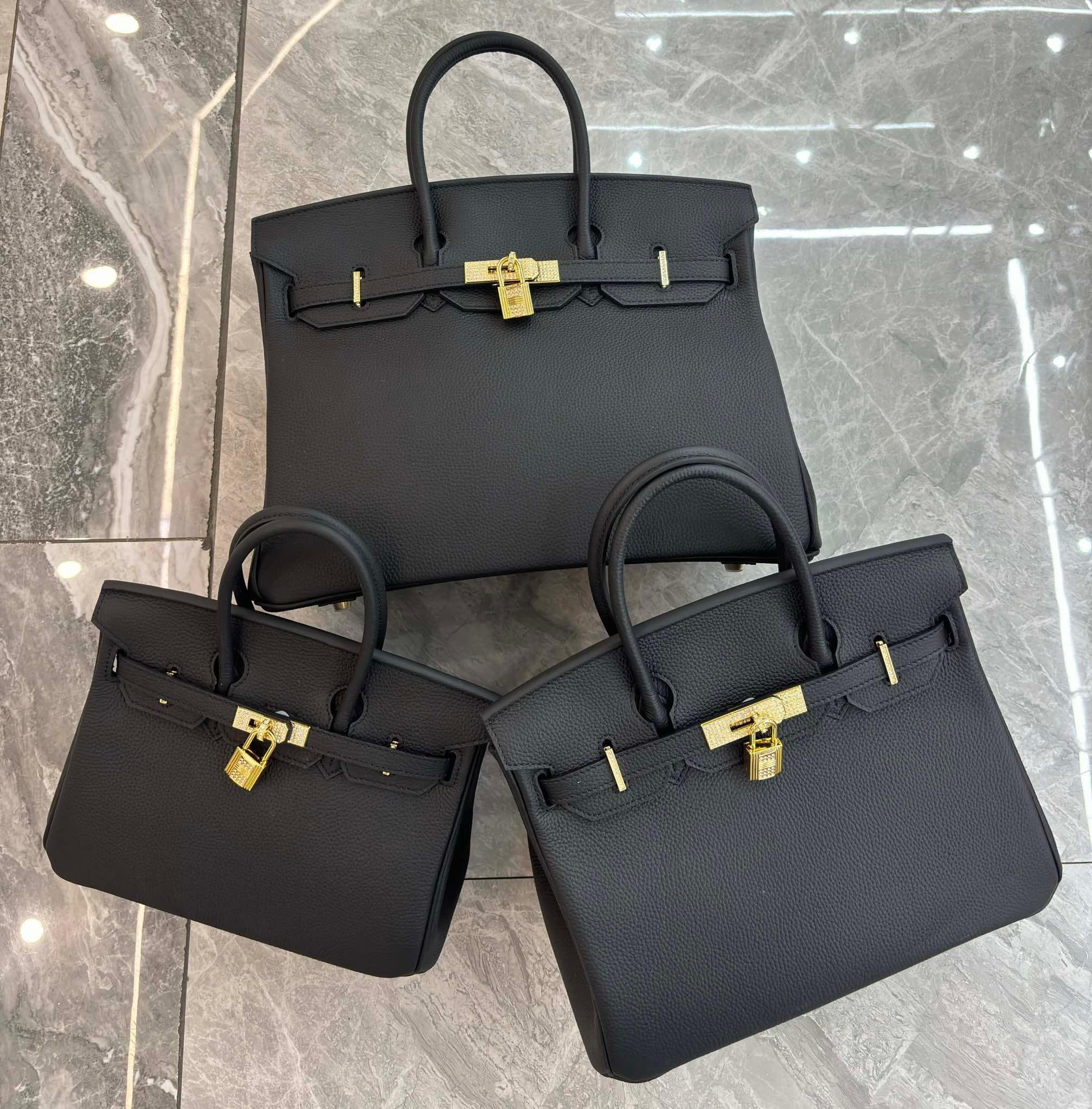 Large-capacity litchi pattern togo gold and silver diamond genuine leather top-grain cowhide fashionable and versatile single-shoulder handbag 35x18x25cm strapless black