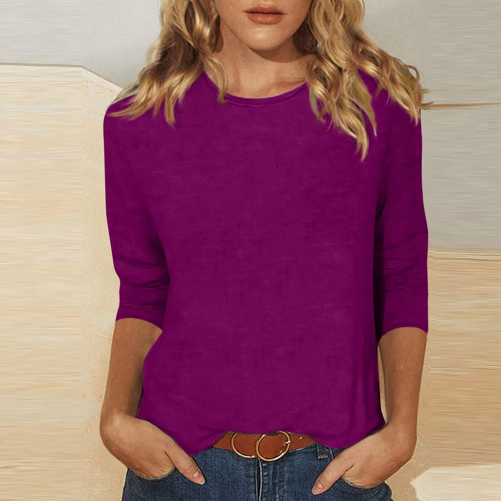 Women's Fashion Daily Versatile Casual O-Neck Three Quarter Sleeve Printed Top XL