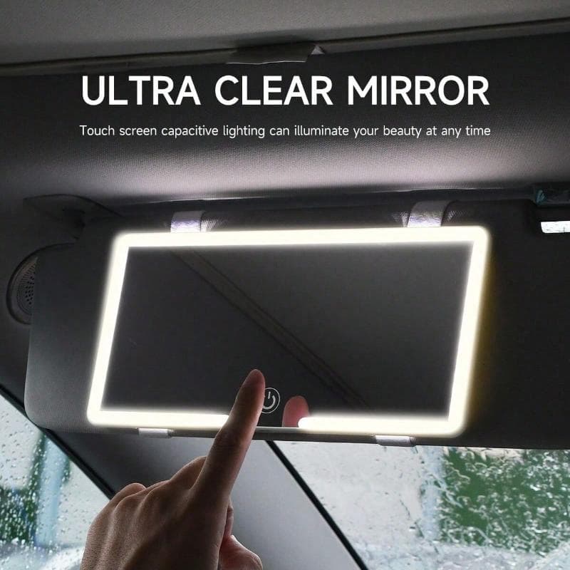 High Definition Makeup Mirror, Sun Visor Mounted Makeup Mirror With USB Charging, Dimmable Touch Screen, For Ladies White (5x LED Makeup Mirror)&23.5*12.5cm