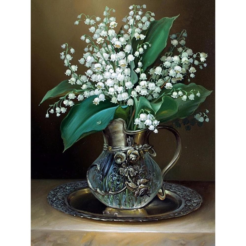 Full Drill Diamond Painting Embroidery Flower Lily of The Valley Flower Embroidery Cross Stitch 20X30CM