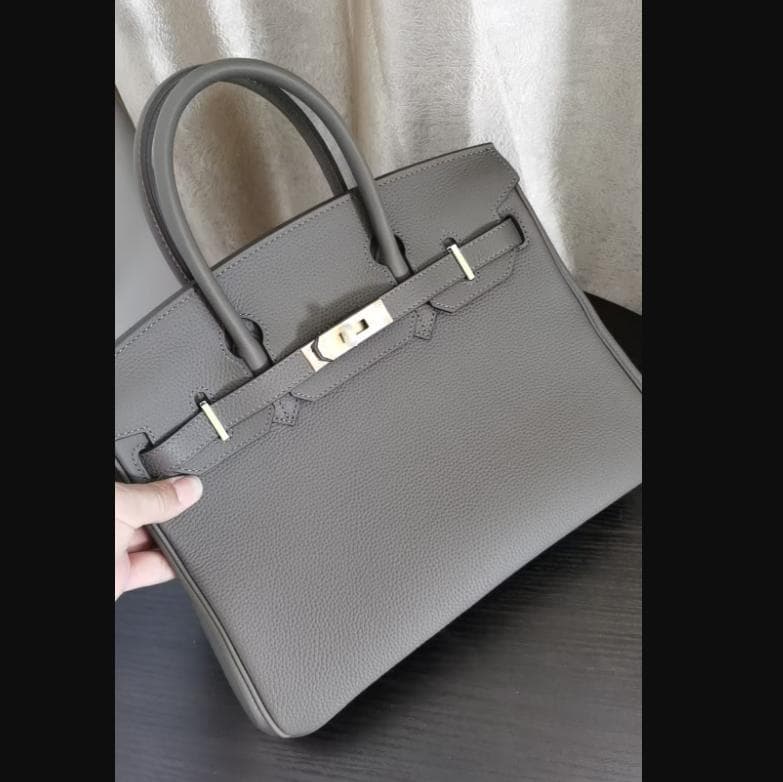 Head Layer Cowhide Platinum Bag Genuine Leather Women's Bag Large Capacity Handbag Women's High-end Sense Commuting Shoulder Cross Shoulder Bag 25CM