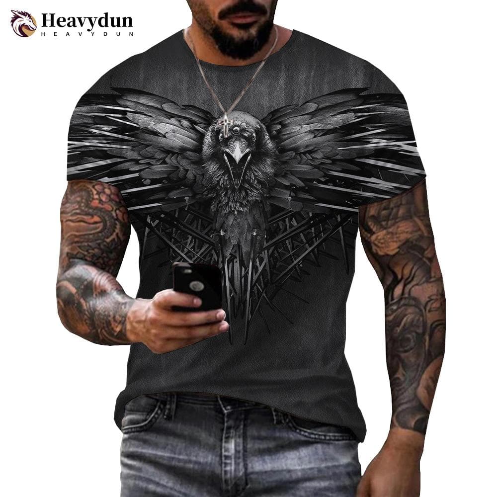 Crow Raven Bird 3D Printed T-shirt Harajuku Streetwear Tees Tops Men Summer Fashion Casual Short Sleeve Cool T Shirt XXXL