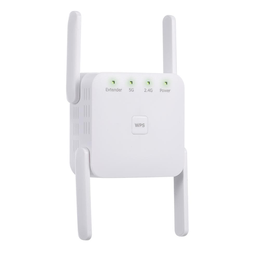 1200Mbps 2.4G 5G Dual Frequency WiFi Repeater WiFi Extender Wireless Signal Booster White for Home US Plug white